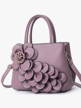 🆕️👜 DUSTY PURPLE FLORAL CASCADING PETAL HANDBAG / PURSE👜